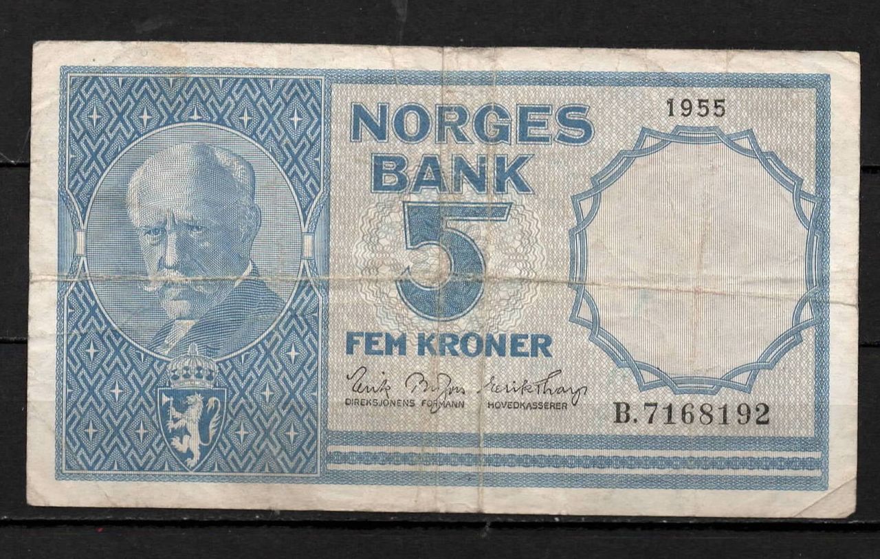 Gammel Norsk 5 Krone 1955- Litra B! | FINN Torget