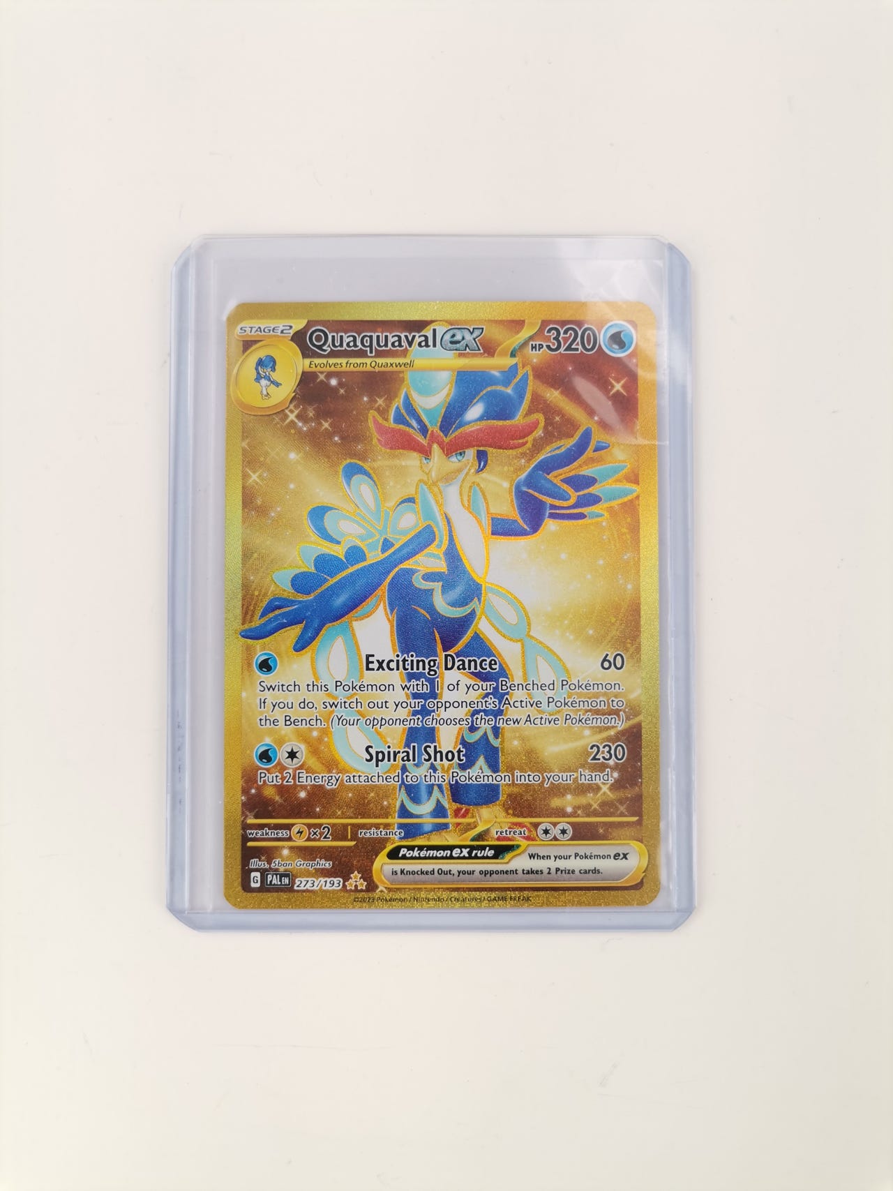 Pokemon TCG Gold Card Pokemon Quaquaval Ex Gold Secret Rare Card  #273/193  Paldea Evolved  Ungraded Collectible Trading Card