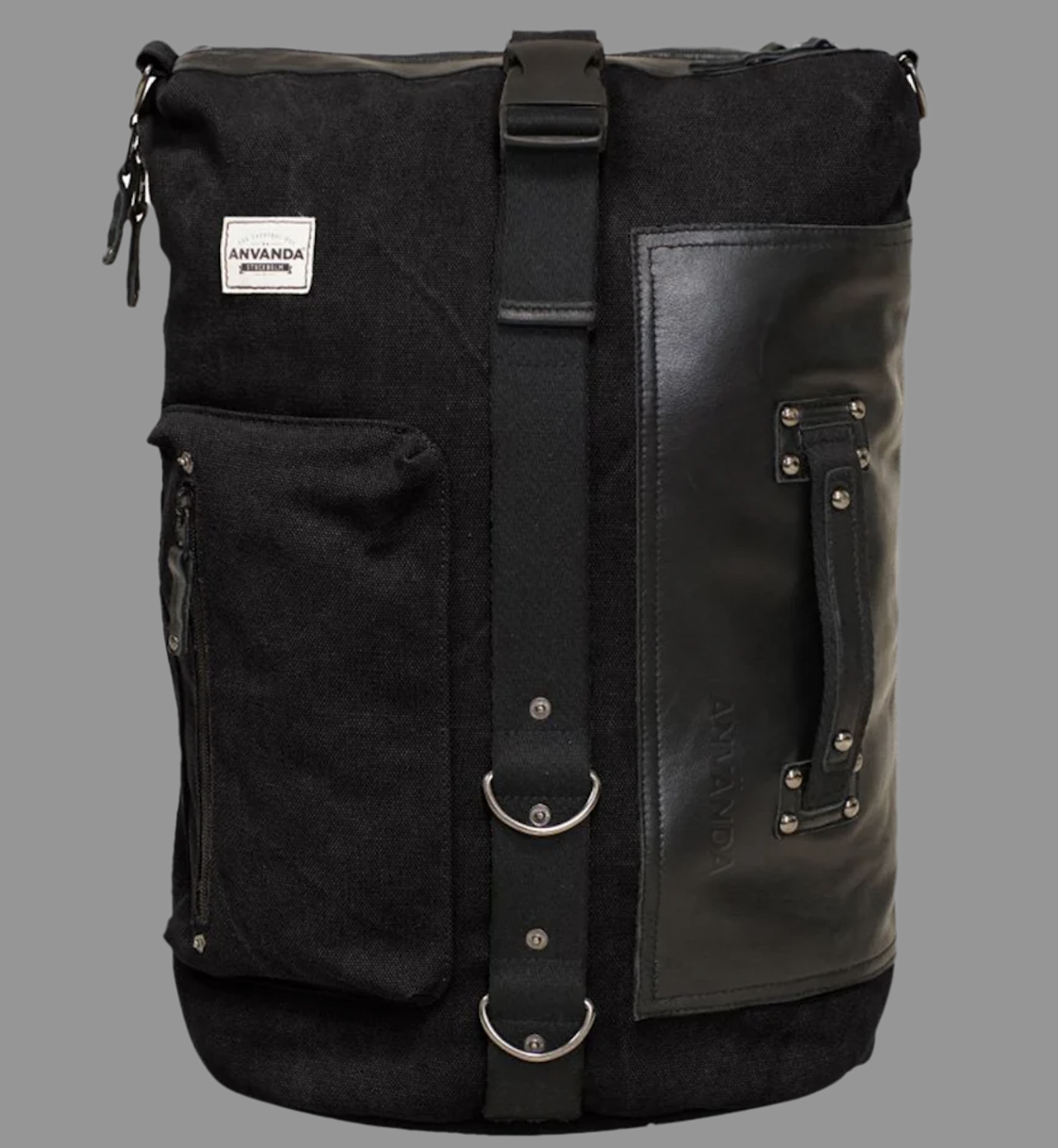 Amazon.com | Anvanda Italian Vegetarian Leather Backpack for Men & Women  Heavy Duty Canvas Outer Grey/Black | Luggage & Travel Gear