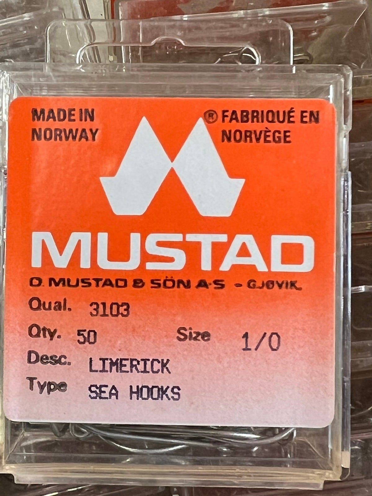 Scatola Da 100 Ami Mustad Limerick Misura 8 - Modello 9009 - Nuovi, Per Acqua Dolce E Salata