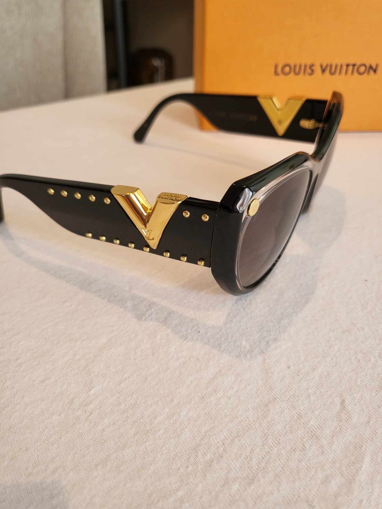 Louis Vuitton Sunglasses Black Gold Clear My Fair Lady Studs