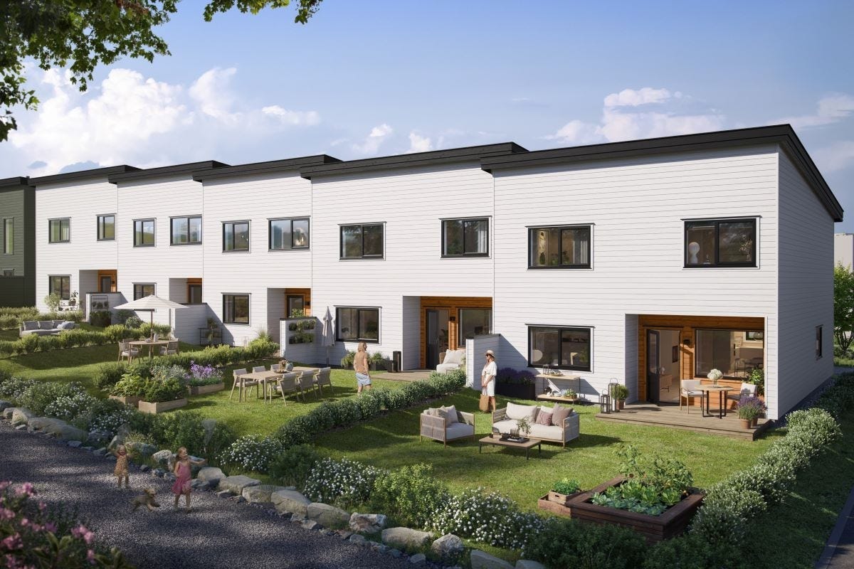 Moderne rekkehus over to plan med fantastisk beliggenhet og hage mot ...