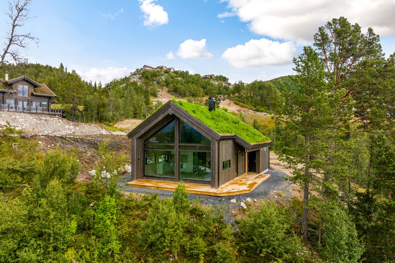 Innflytningsklar, helt ny hytte på meget fin utsiktstomt – kort vei til alpin og langrennsløyper – Rauland!