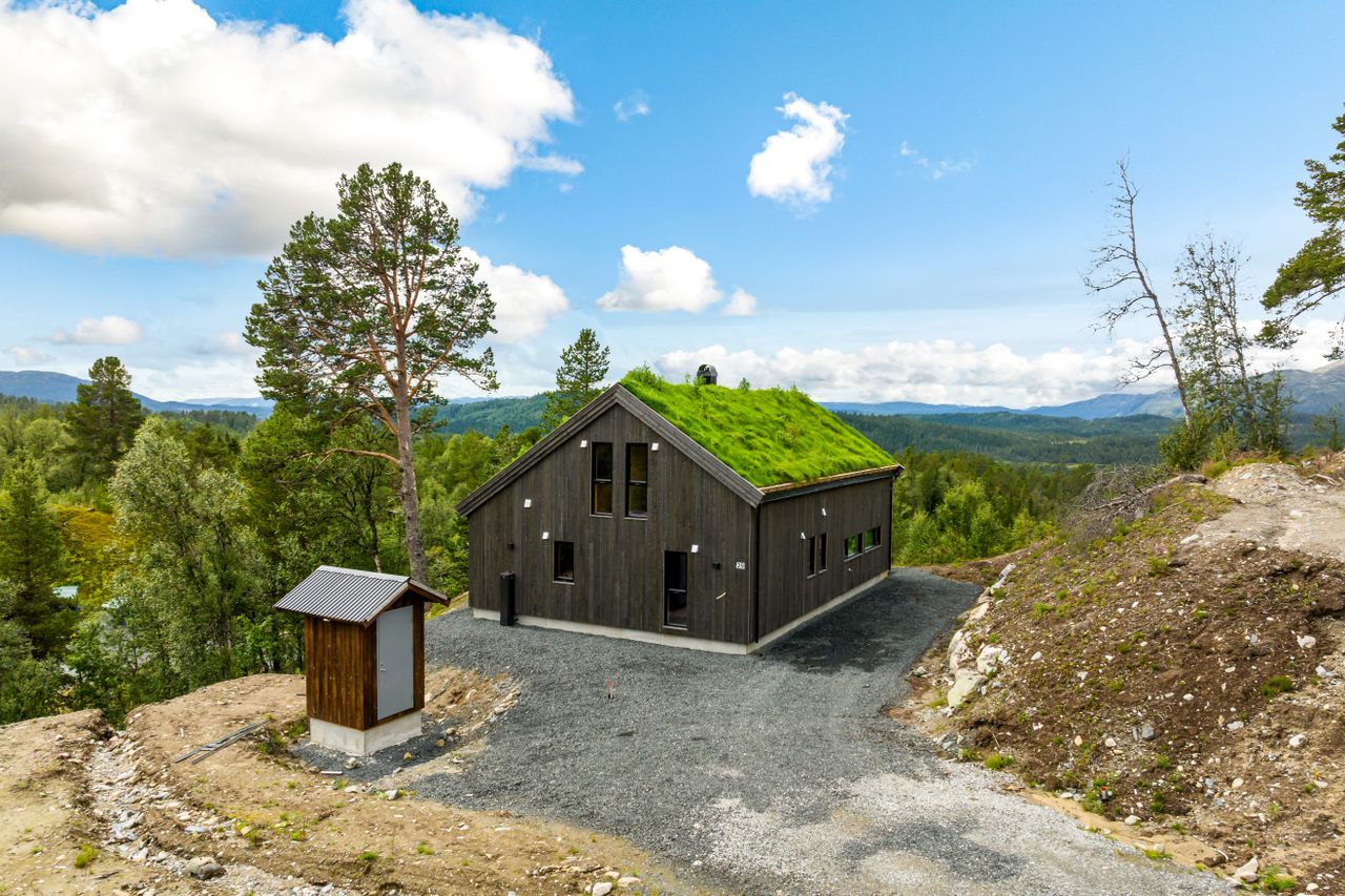 Innflytningsklar, helt ny hytte på meget fin utsiktstomt – kort vei til alpin og langrennsløyper – Rauland!