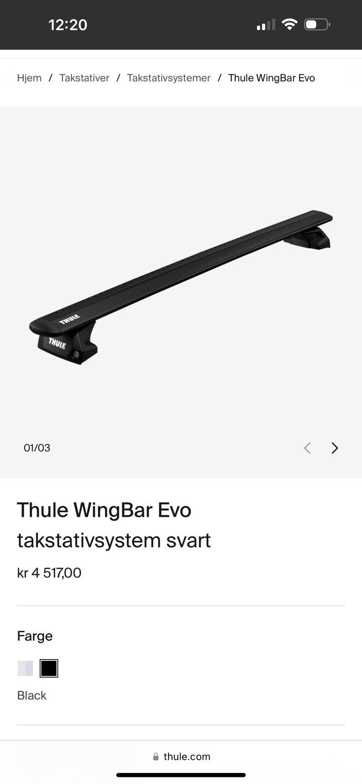 Thule WingBar Evo takstativsystem svart | FINN-torget
