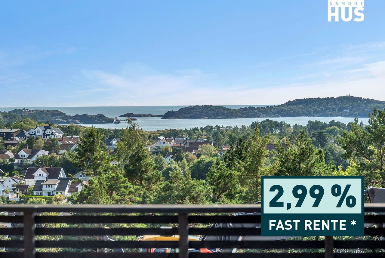 Image #1 2,99% FASTRENTE Kristiansand Vest/Søgne/Langenes - Oppgradert og innholdsrik funkisbolig med panoramautsikt