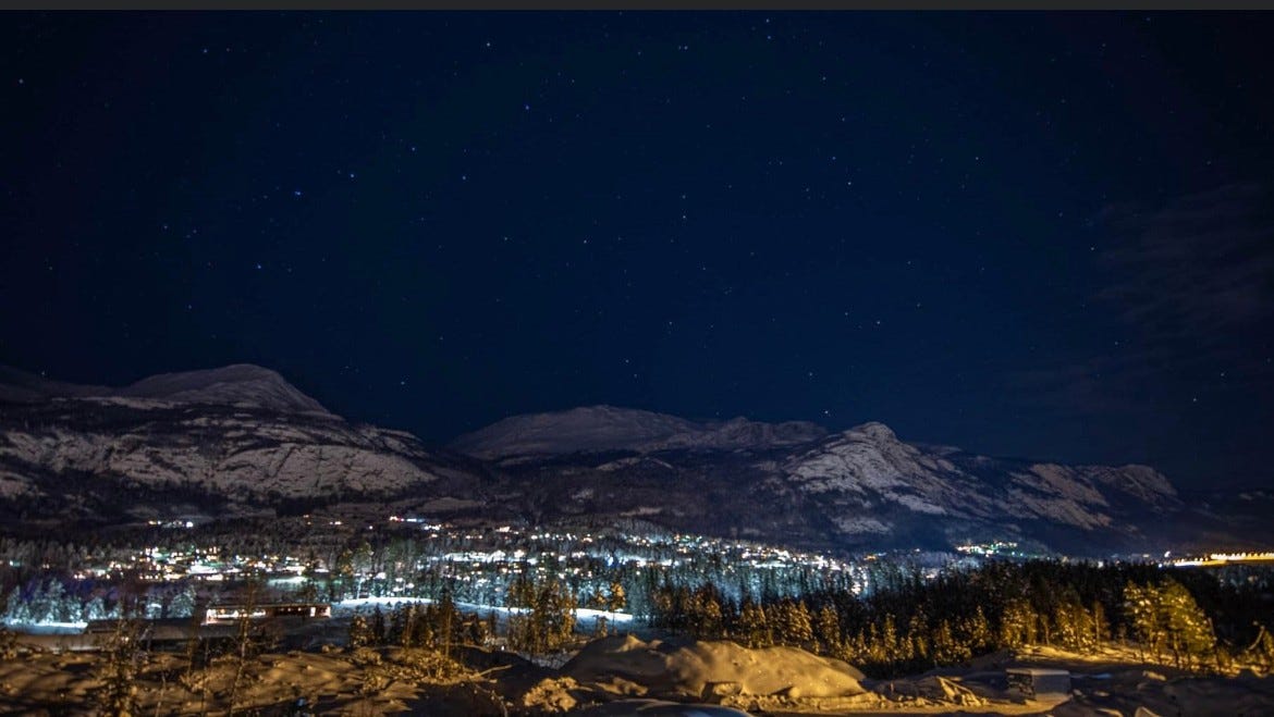 Utsiktsbilde om kvelden Galleribilde
