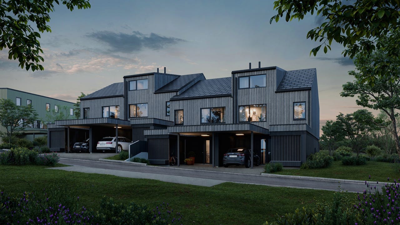 Én reservert! Prosjekterte, innholdsrike rekkehus med carport og 4 til ...