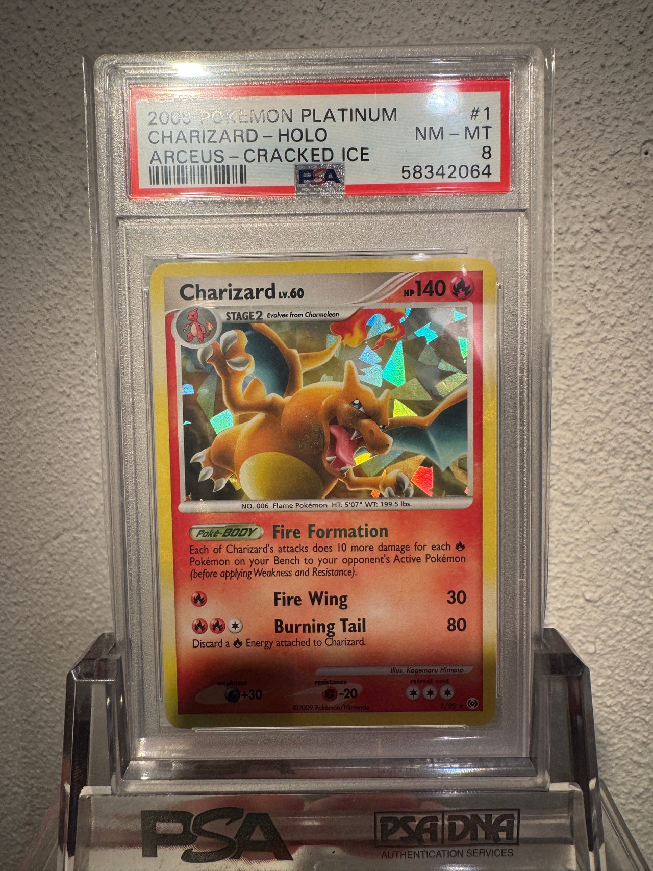 Pokemon - Charizard 1/99 Arceus Cracked Ice Holofoil 2009 Holo PSA 8 ...