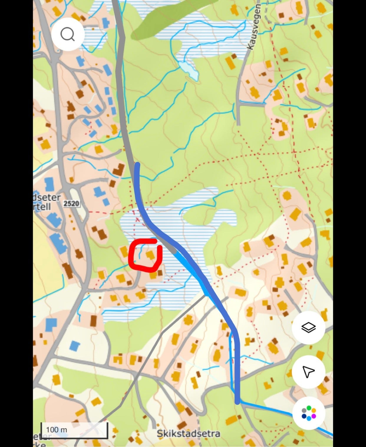 Hovedløype mellom Nordseter og Sjusjøen kun 10m fra hytta Galleribilde