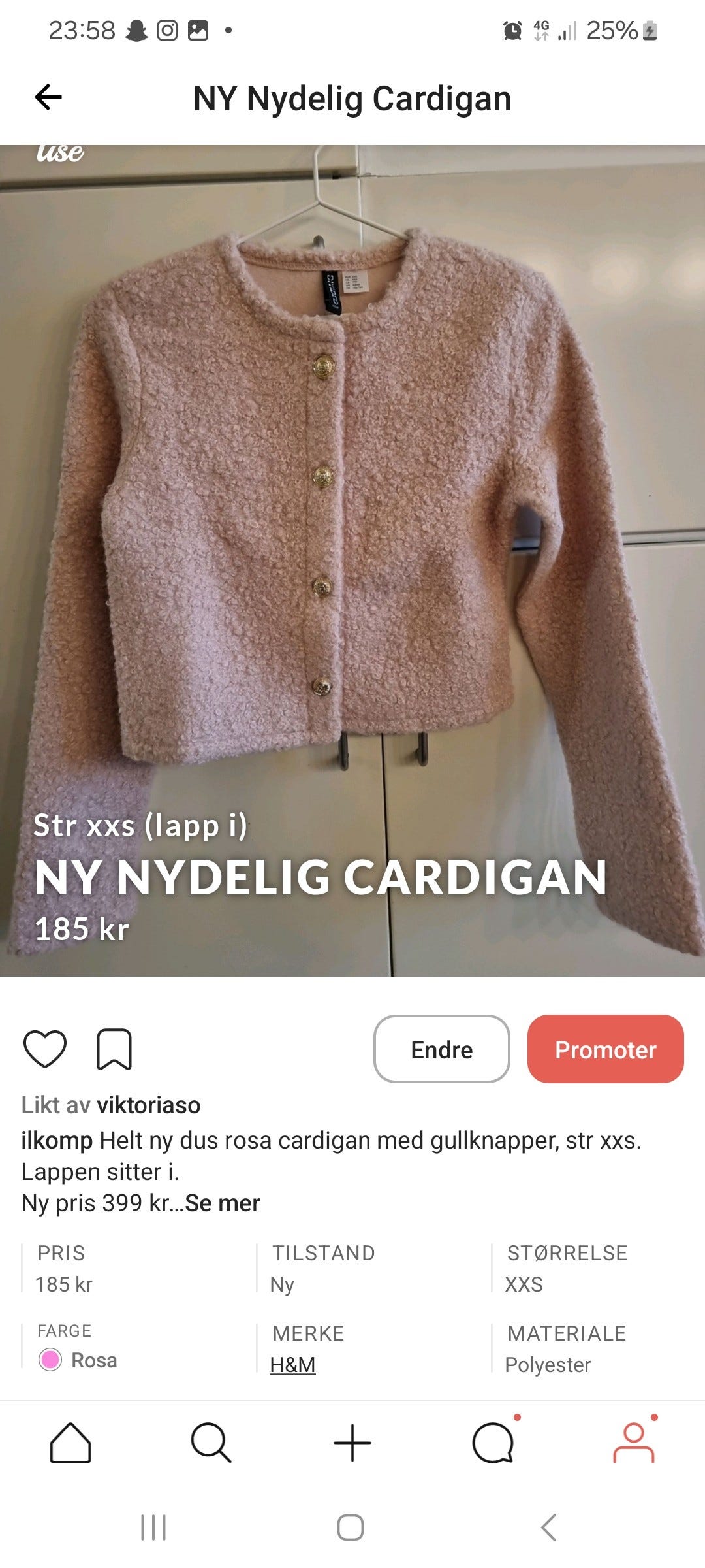 Ny ubrukt dus rosa cardigan med gullknapper. Str xxs. | FINN-torget