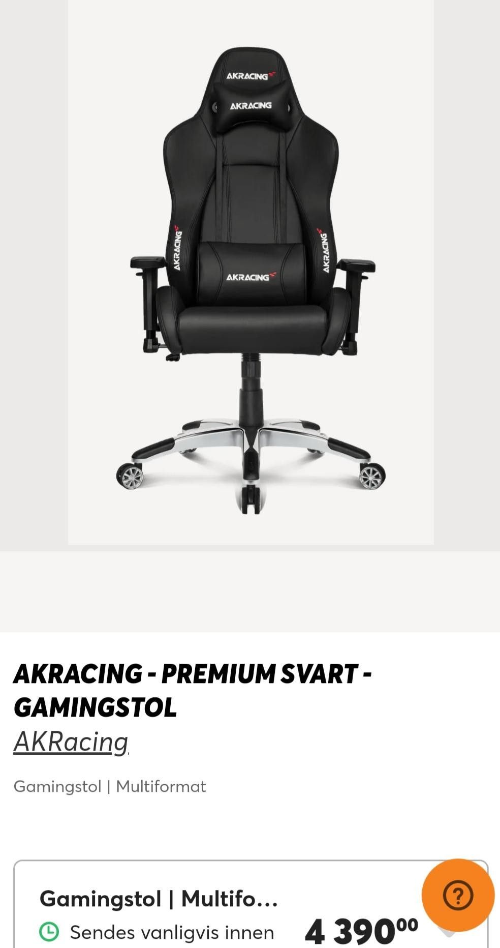 AKRacing Premium svart gamingstol FINN torget