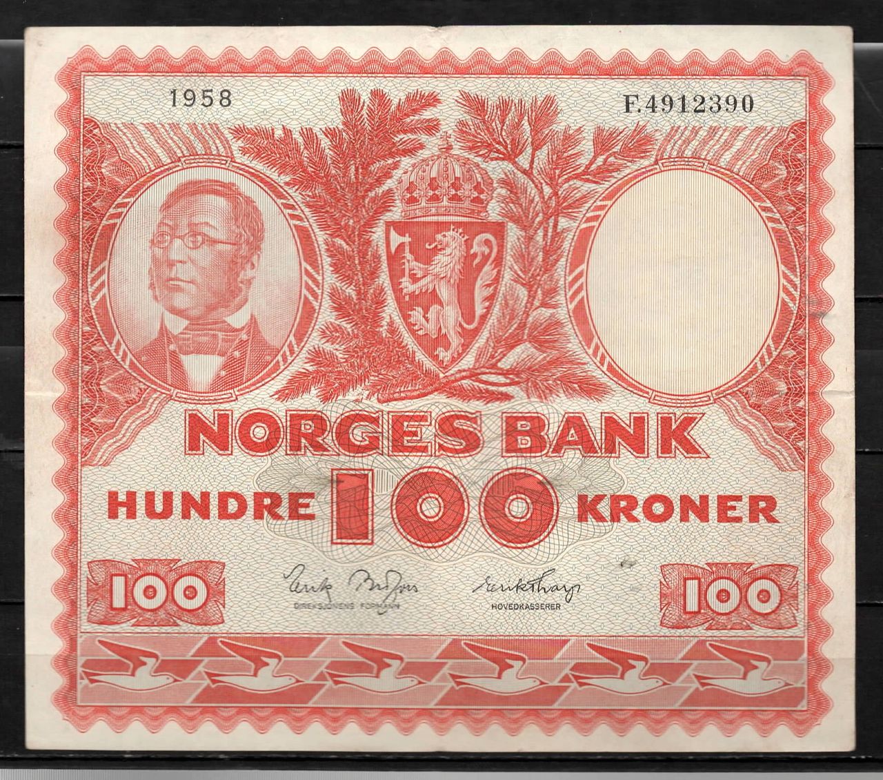 Flott Gammel Norsk 100 Kroner Seddel 1958 - Litra F | FINN Torget