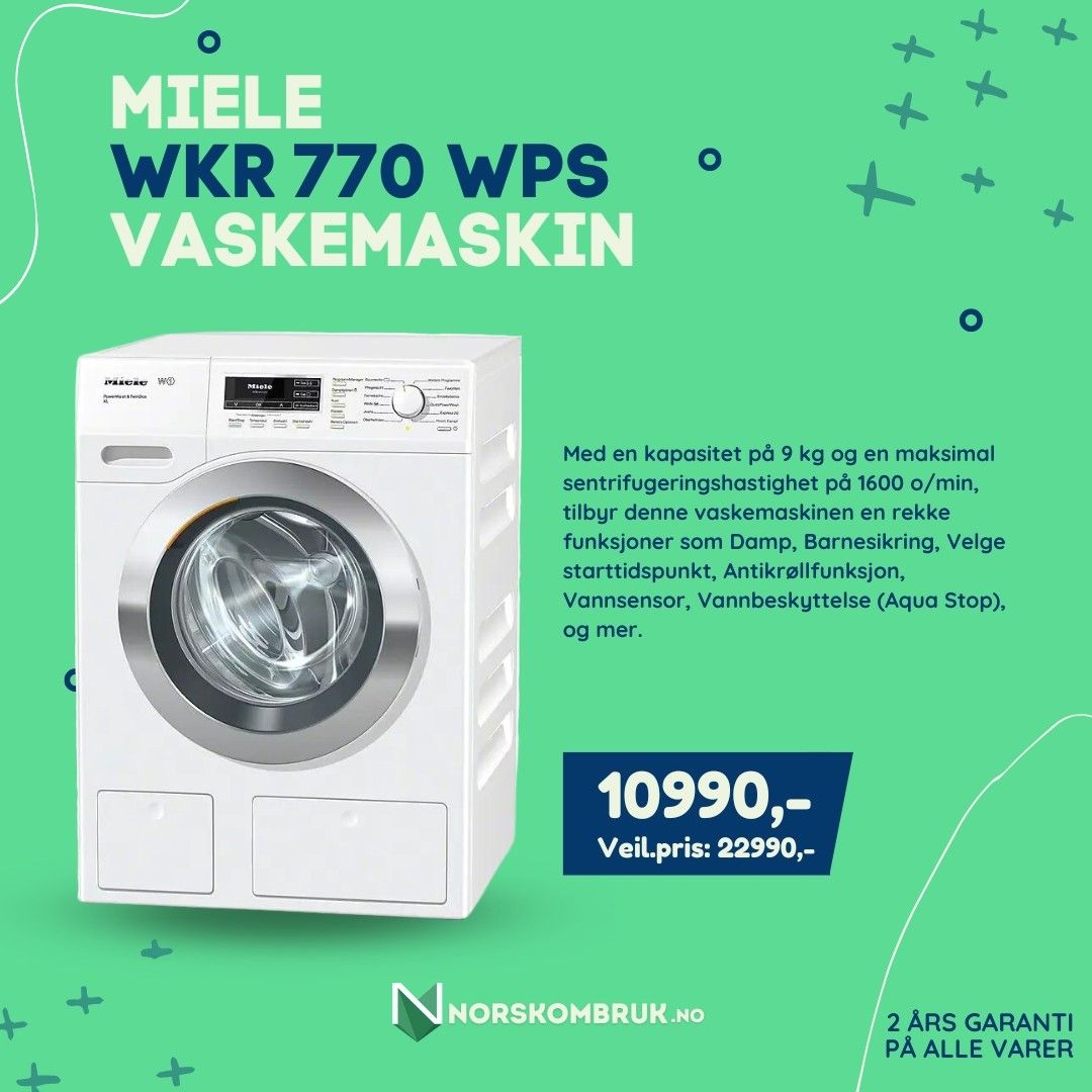 Miele WKR 770 WPS Vaskemaskin 2 års garanti norskombruk no FINN torget