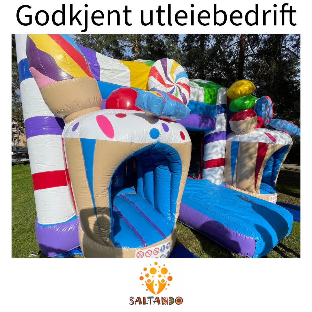 LEIE Hoppeslott 6x6m candyland sklie (godkjent SJT) | FINN torget