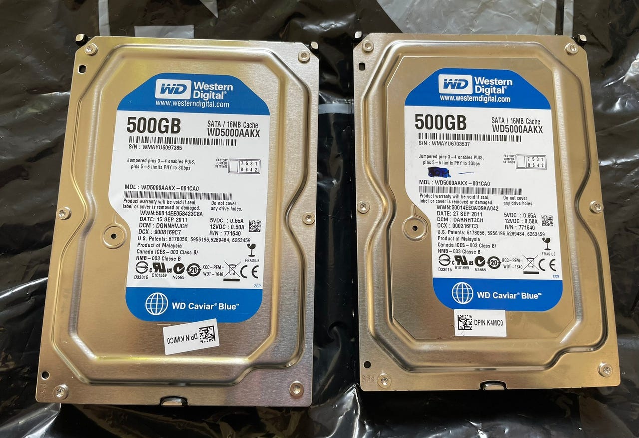 Lot De 2 Disques Durs Internes WD 500 Go - 3Gb/s - HDD Occasion