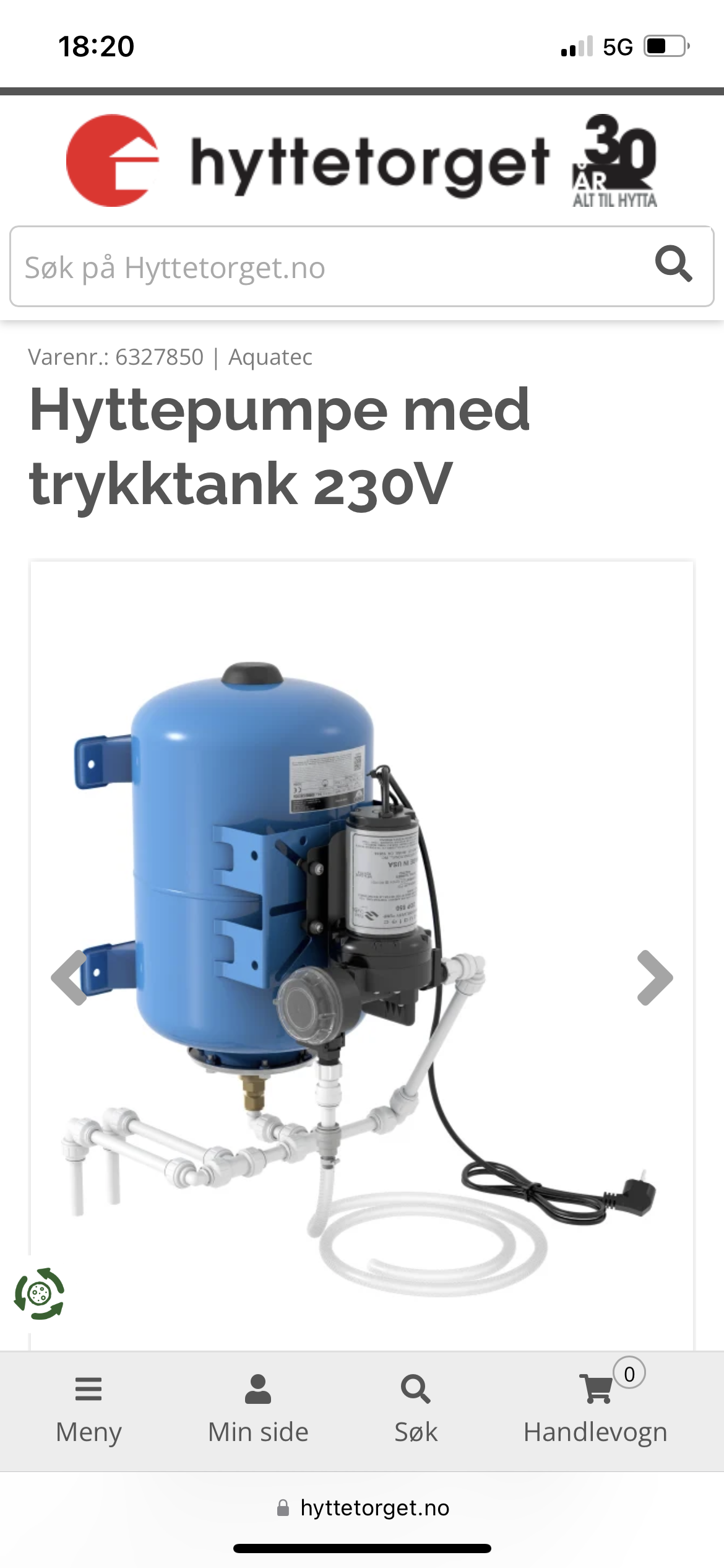 Hyttepumpe Med Trykktank 230 V 