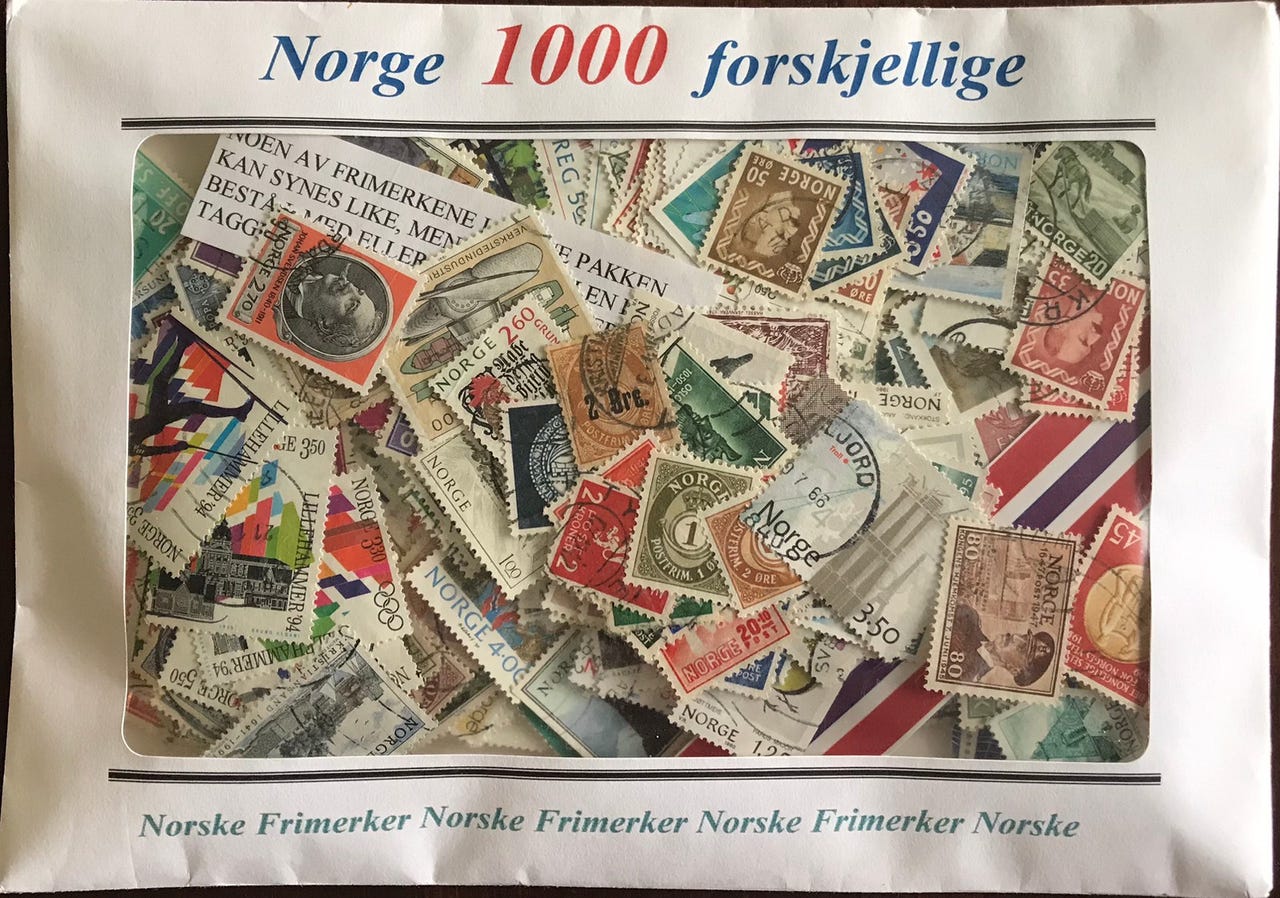 1000-forskjellige-gamle-norske-frimerker-finn-torget