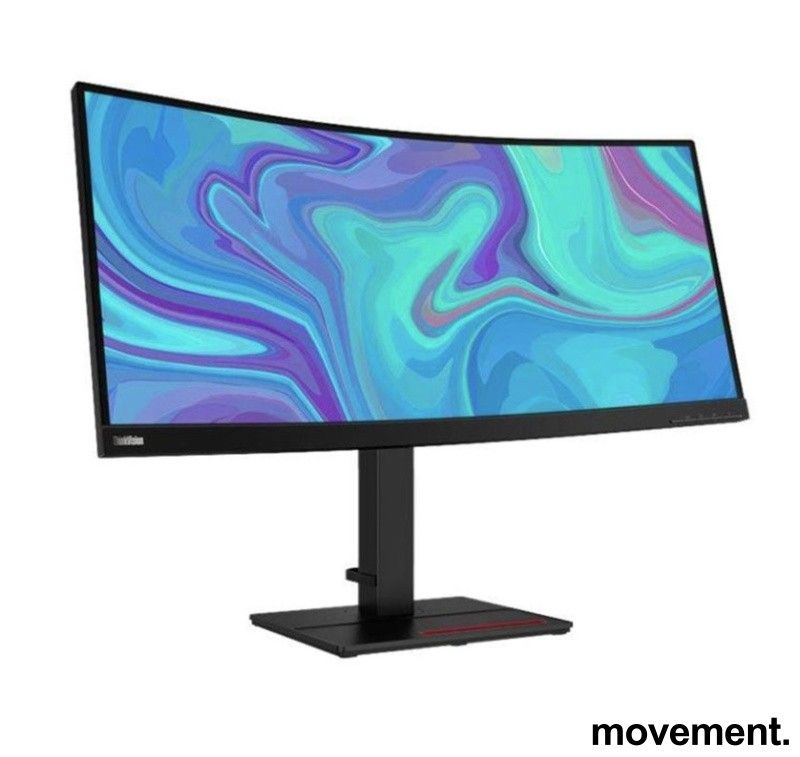 Lenovo Thinkvision T34w-20, 34toms curved, 3440x1440 UWQHD, pent brukt