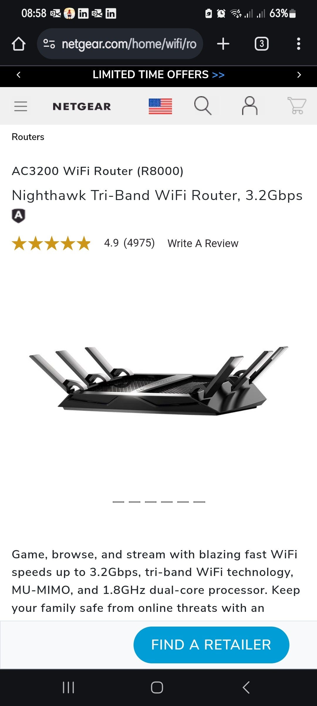 Selger Mesh-nettverk og Router – Netgear Nighthawk X6 R8000 + 3x ...