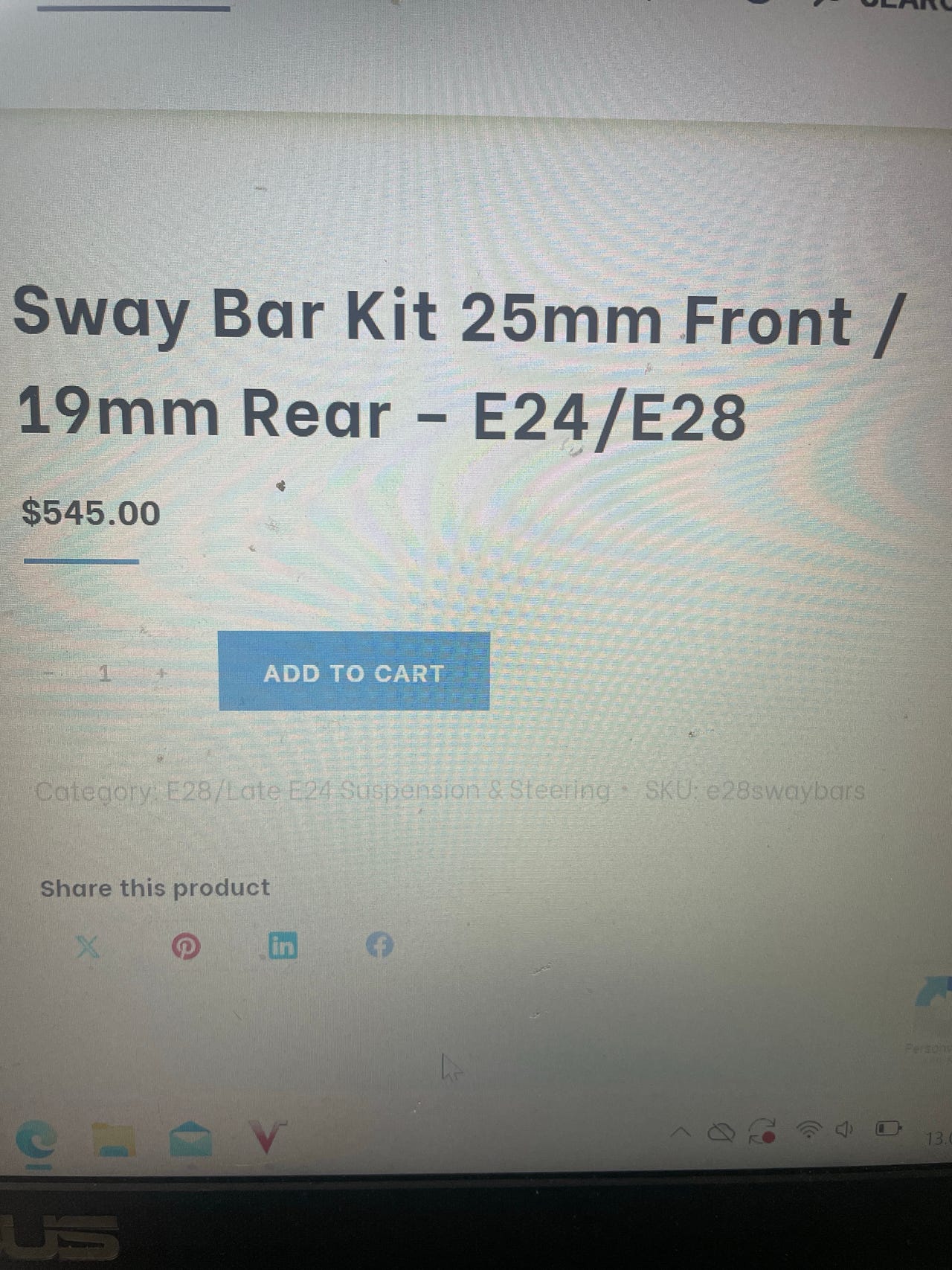 Bmw e28 sway bar kit FINN