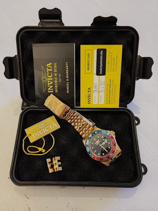 Invicta Master of The Oceans Pro Diver 40mm Gold Submariner Jubilee ...