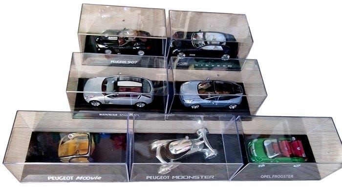 Lot De 7 Voitures Miniatures 1:43 Et 1:24 - Citroën, Fiat, Bugatti, Jaguar