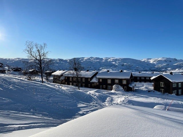 Flott prosjektert hytte på sørvest vendt, solrik tomt midt i trekket på Haukeli Skisenter – ski in/out!
