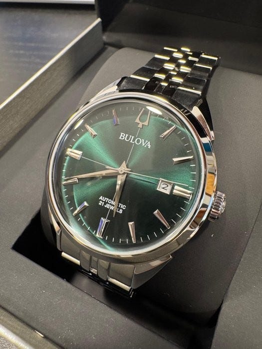 Bulova 96B424 Sutton men's automatic watch in steel emerald green