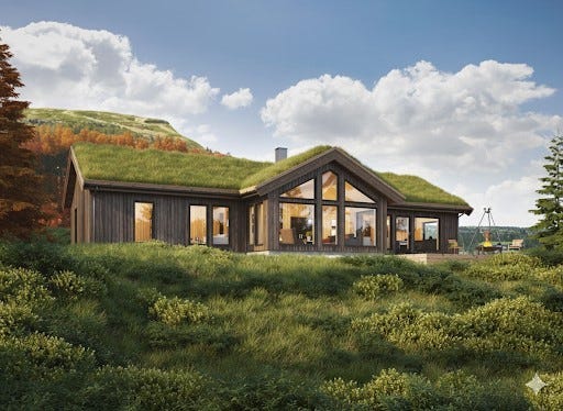 Nesfjellet – Stor og flott familiehytte – ski in/out – prosjektert på flott, vestvendt og solrik tomt – Utsikten 135!