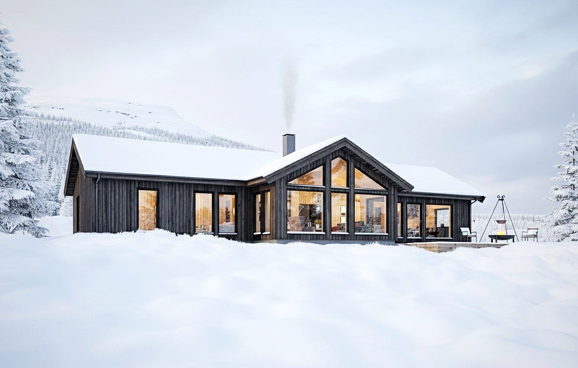 Skeikampen – Flott, prosjektert hytte på solrik utsiktstomt – modell Utsikten 135