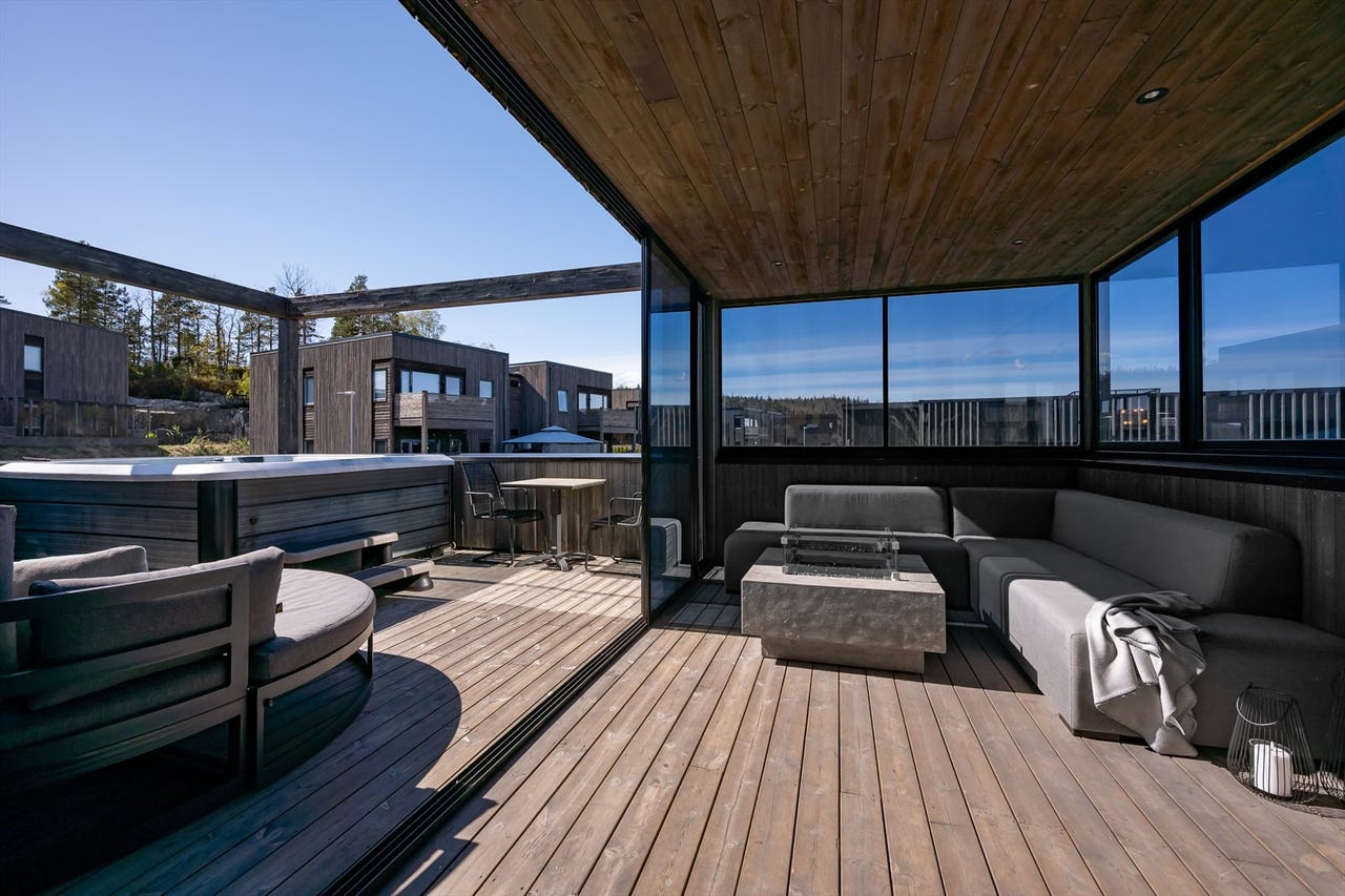 Takterrasse med utestue på omtrent 13 kvm