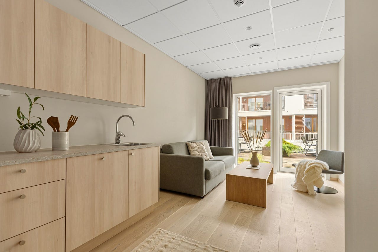 Strøken 2-roms leilighet i attraktive Q42 - Bygd om til leilighet i 2026 - Terrasse - Felles takterrasse, gym og badstu!