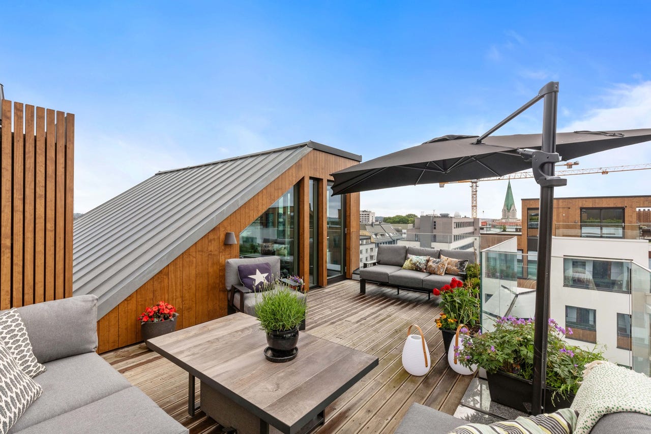 På takterrassen har du ypperlige solforhold fra morgen til kveld
