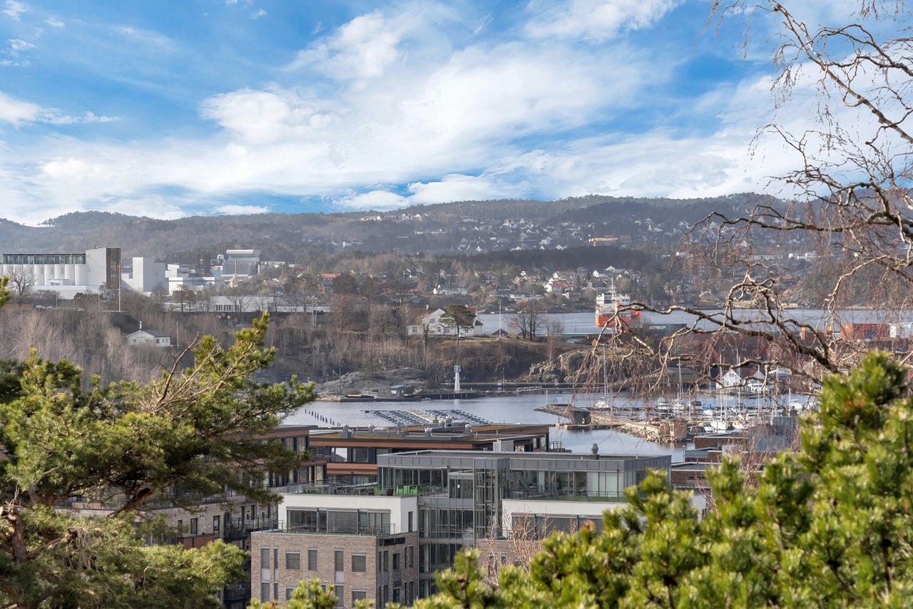 Utsikt mot Kvadraturen, Kunstsiloen og vestlige bydeler.