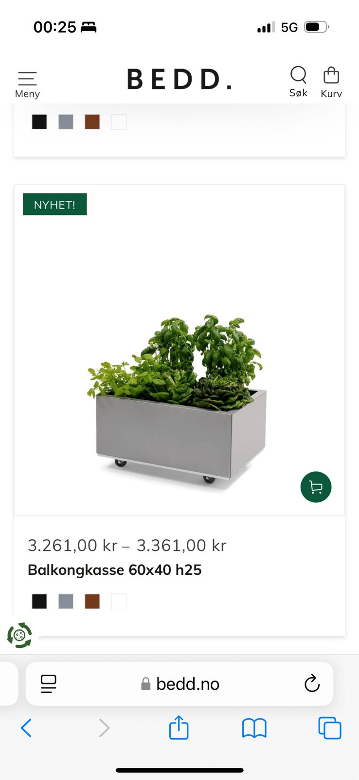 BEDD plantekasse i galvanisert stål, grå lakk. | FINN-torget