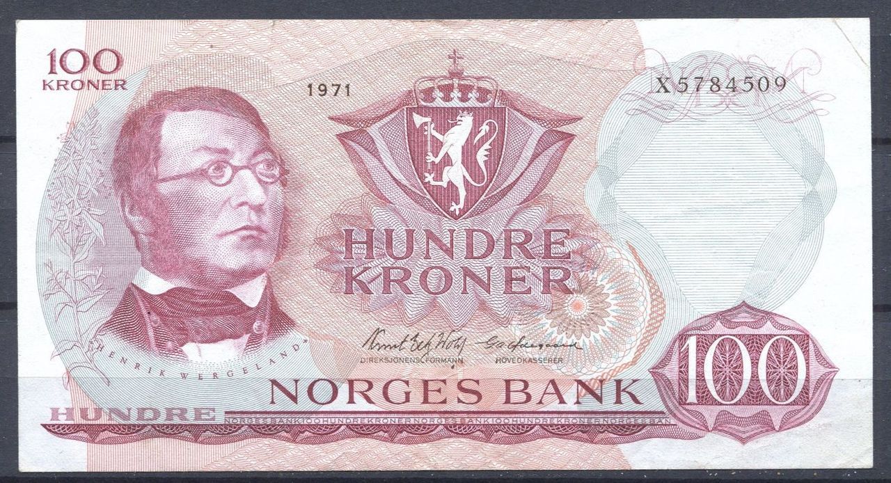 Norsk 100 Kr. 1971 - Erstatningsseddel X 5784509 | FINN-torget