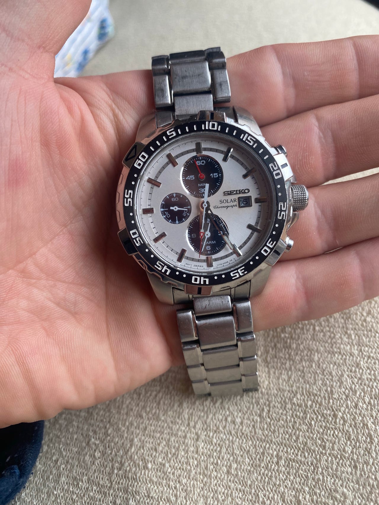 Montre Seiko Solar Chronograph V172-OATO - Boîtier Acier Argenté - Étanche - Occasion