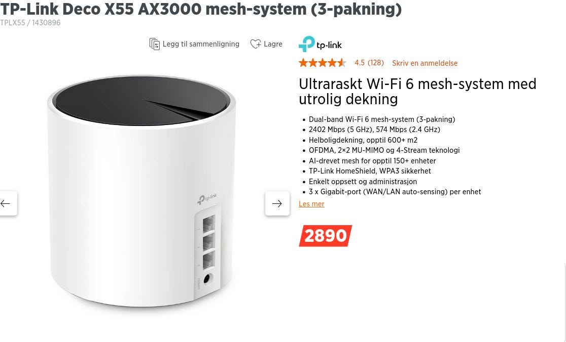 Bra router fra TP-Link, Deco X55 / AX3000 Wifi 6 | FINN-torget