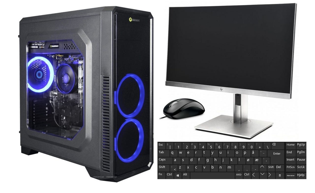 Komplett PC-pakke-Ryzen 5, 16GB RAM, SSD+HDD, 24