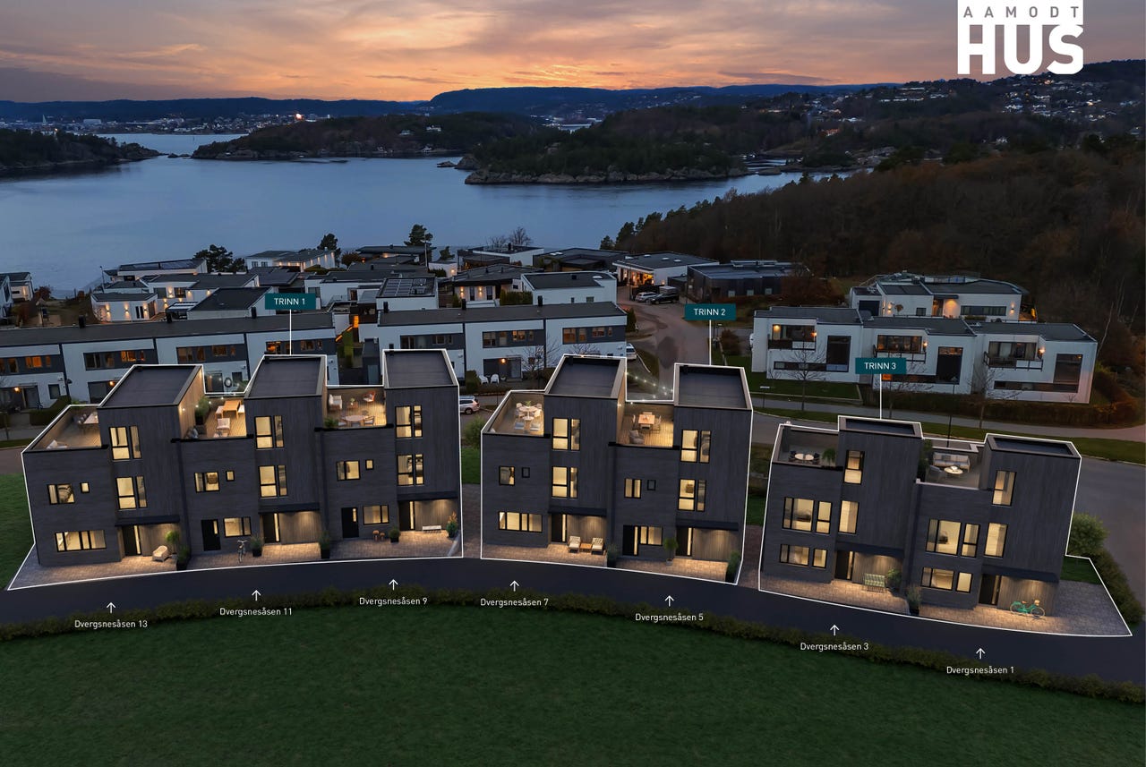 Image #1 Dvergsnes/Randesund - UTSOLGT - Innholdsrikt rekkebolig med sjøutsikt og masse sol på takterrasse