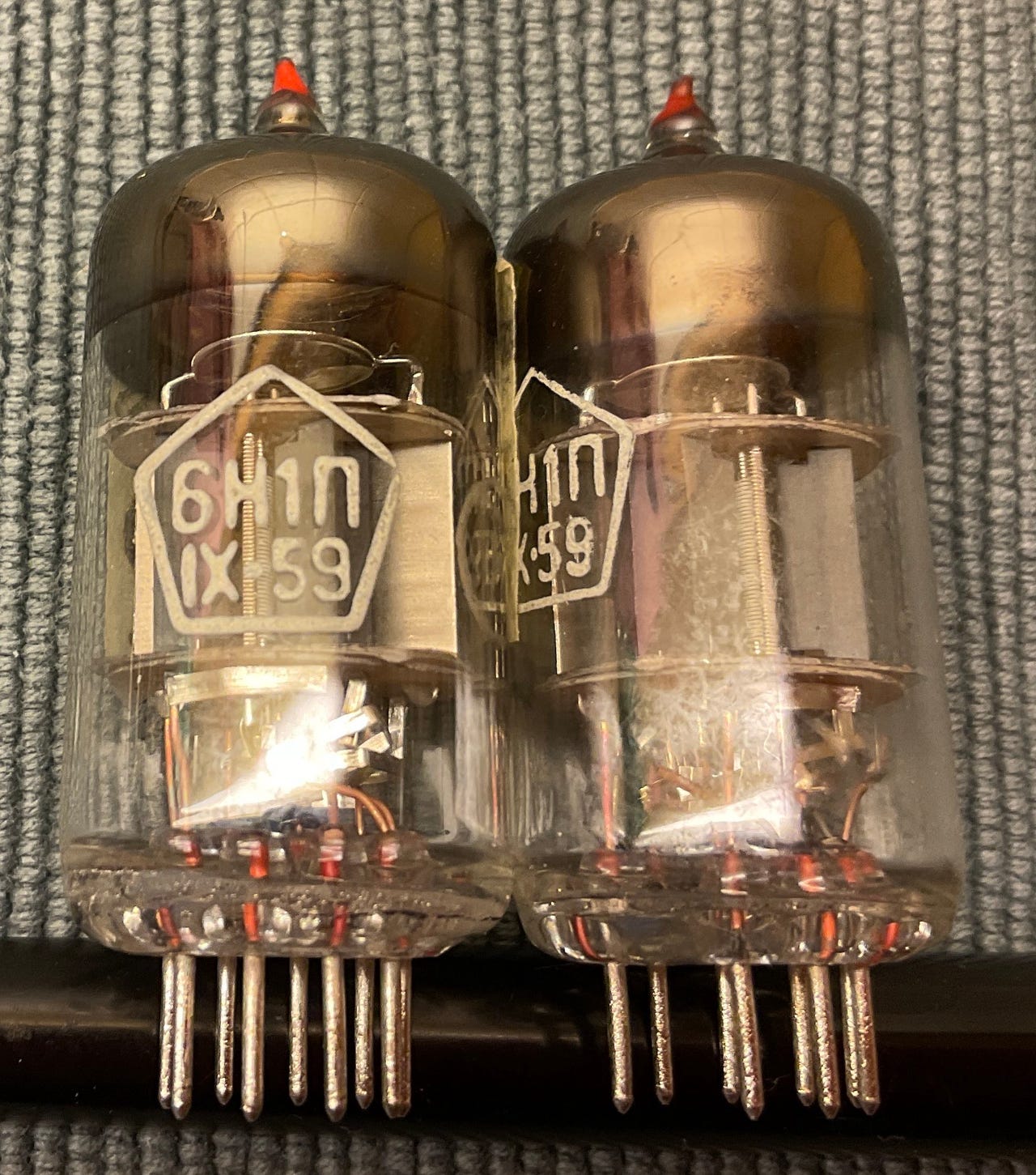 6N1P Matched Pair Vacuum Tubes - Voskhod Rocket USSR Made 1970s-80s Tested