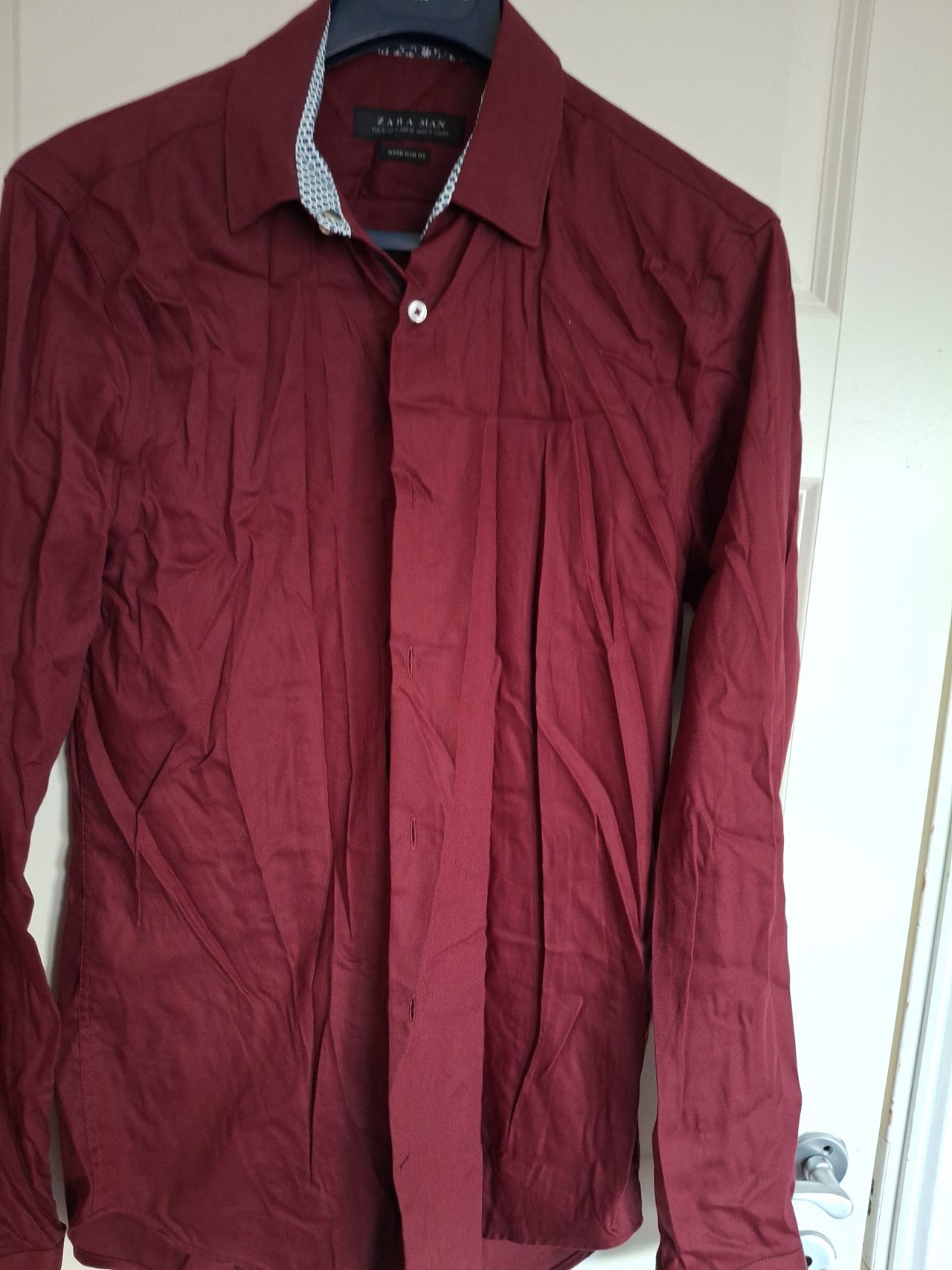 Zara Man Skjorte Rød M Super Slim Fit | FINN-torget