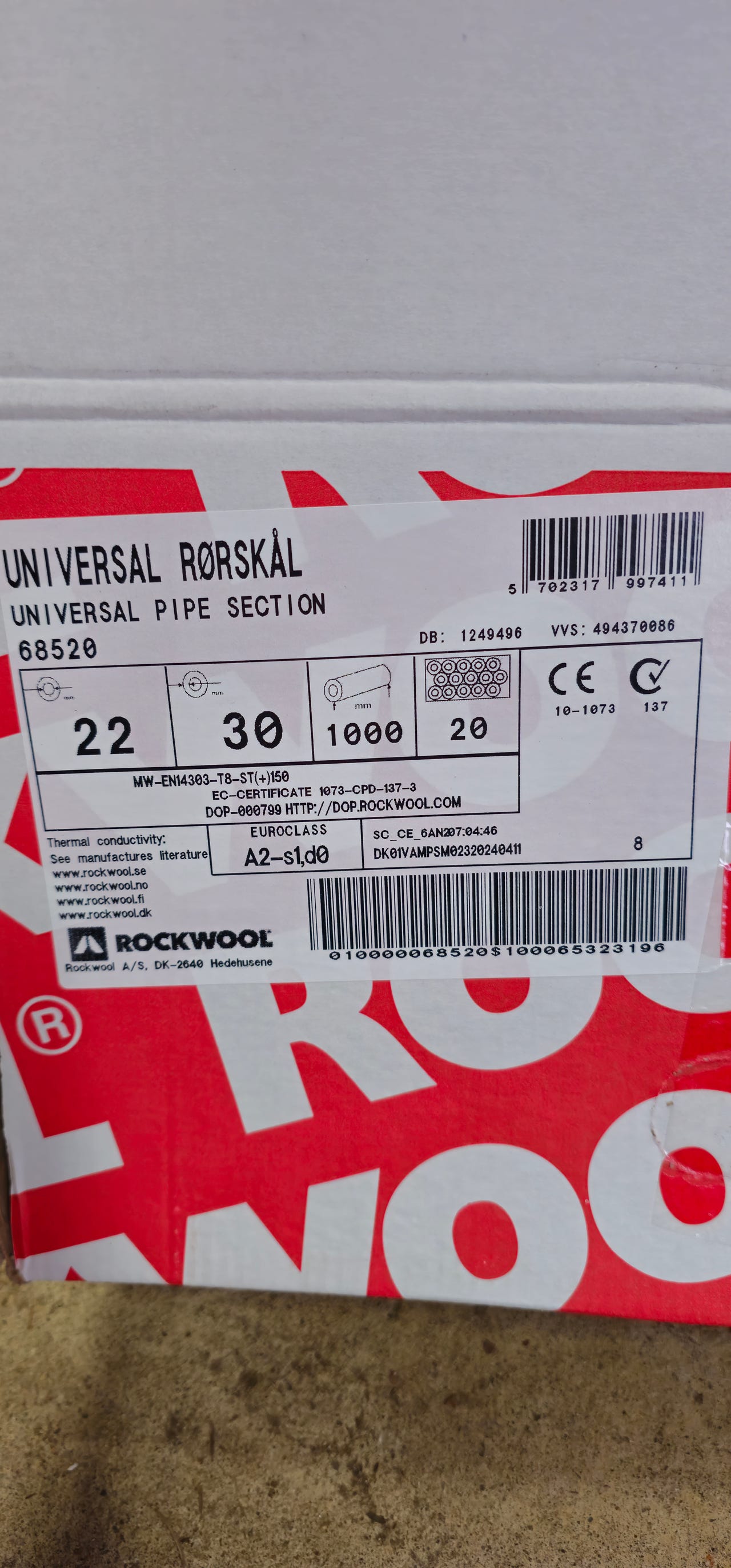 Rockwool Universal Rørskål isolasjon 22 mm Aluminium | FINN-torget