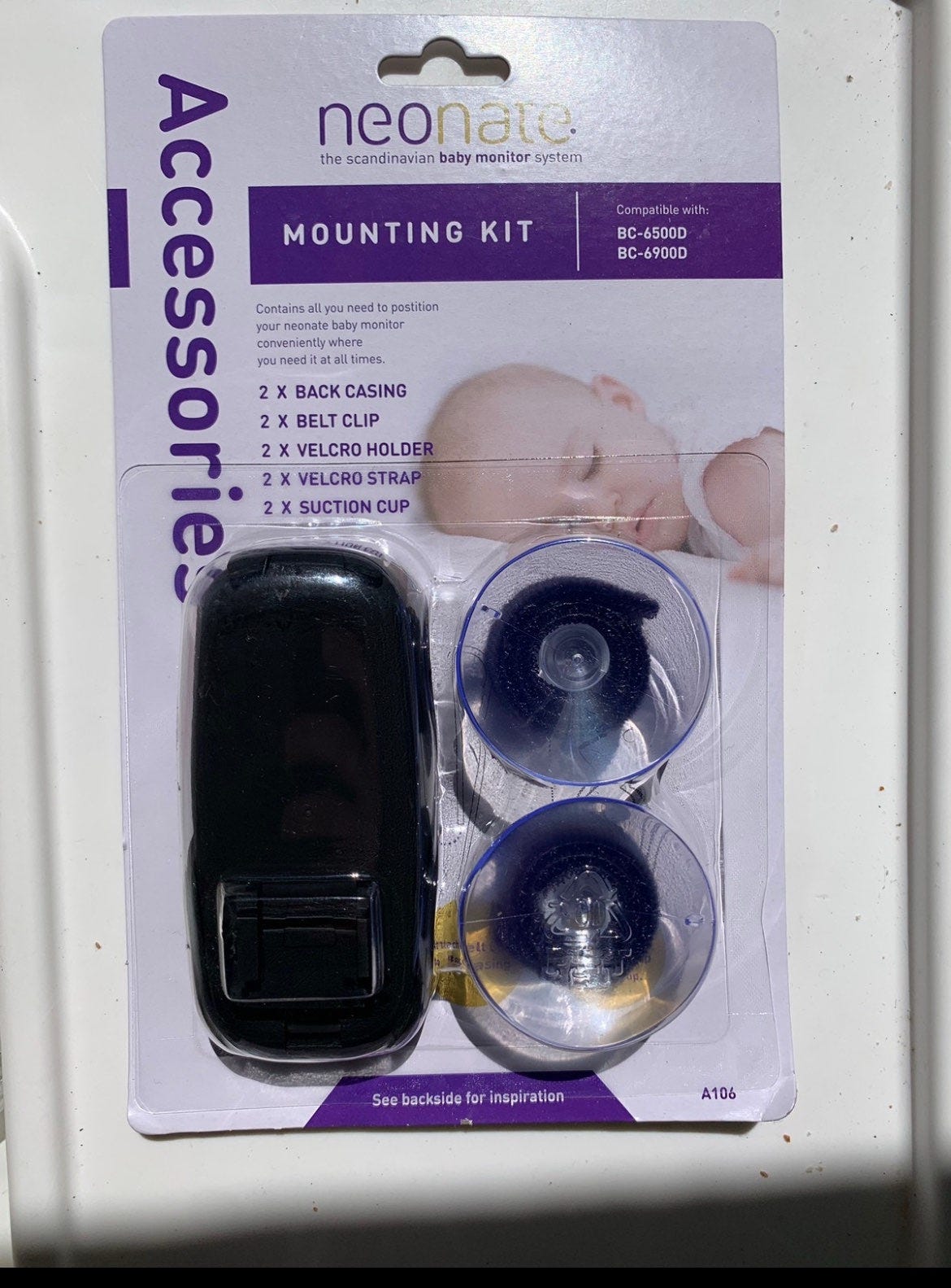 Neonate baby monitor Mounting Kit med belteklips, borrelås og ...