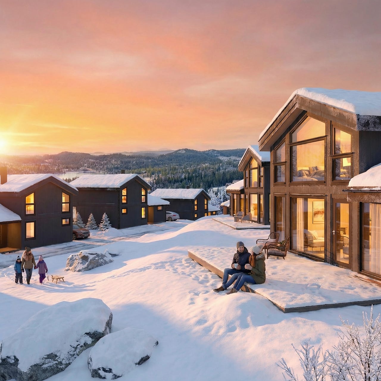 1 enhet SOLGT – 9 Hytter for salg på ski in/out, solrike utsiktstomter!
