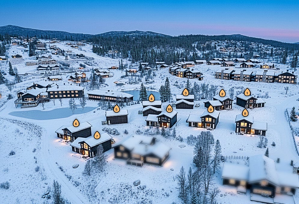 10 hytter med fantastisk utsikt, ski in/out og gode solforhold!