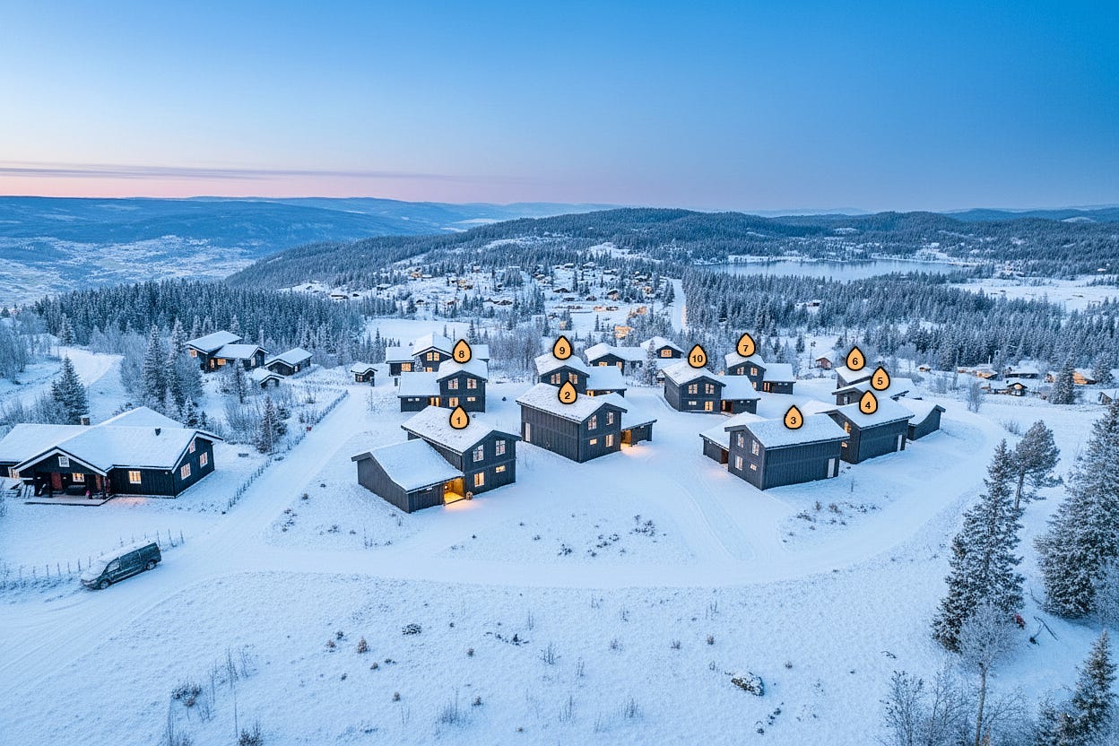 10 hytter med fantastisk utsikt, ski in/out og gode solforhold!