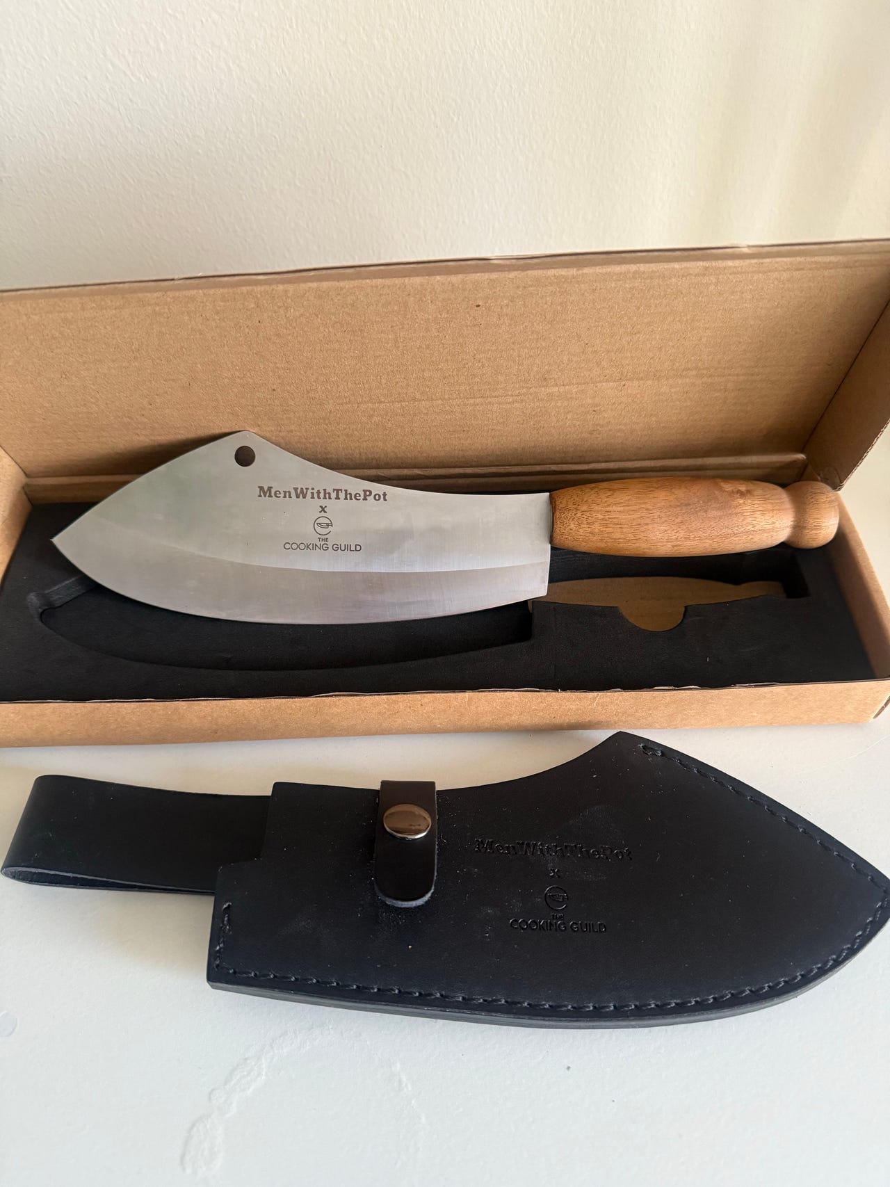 Helt ny (Men with the Pot) cleaver Kniv med lærslire, perfekt julegave ...