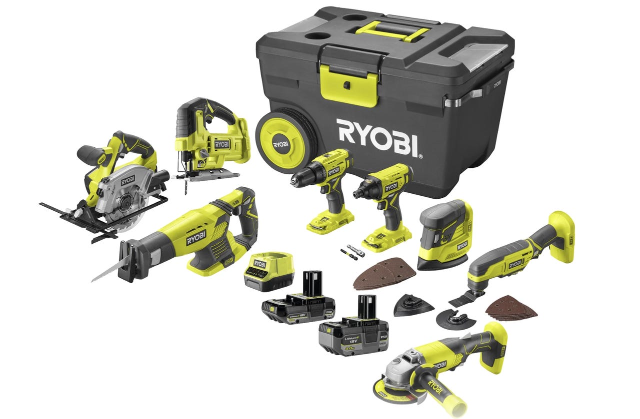 Ryobi One+ Verktøysett med batteri og oppbevaringsboks 12 deler | FINN ...